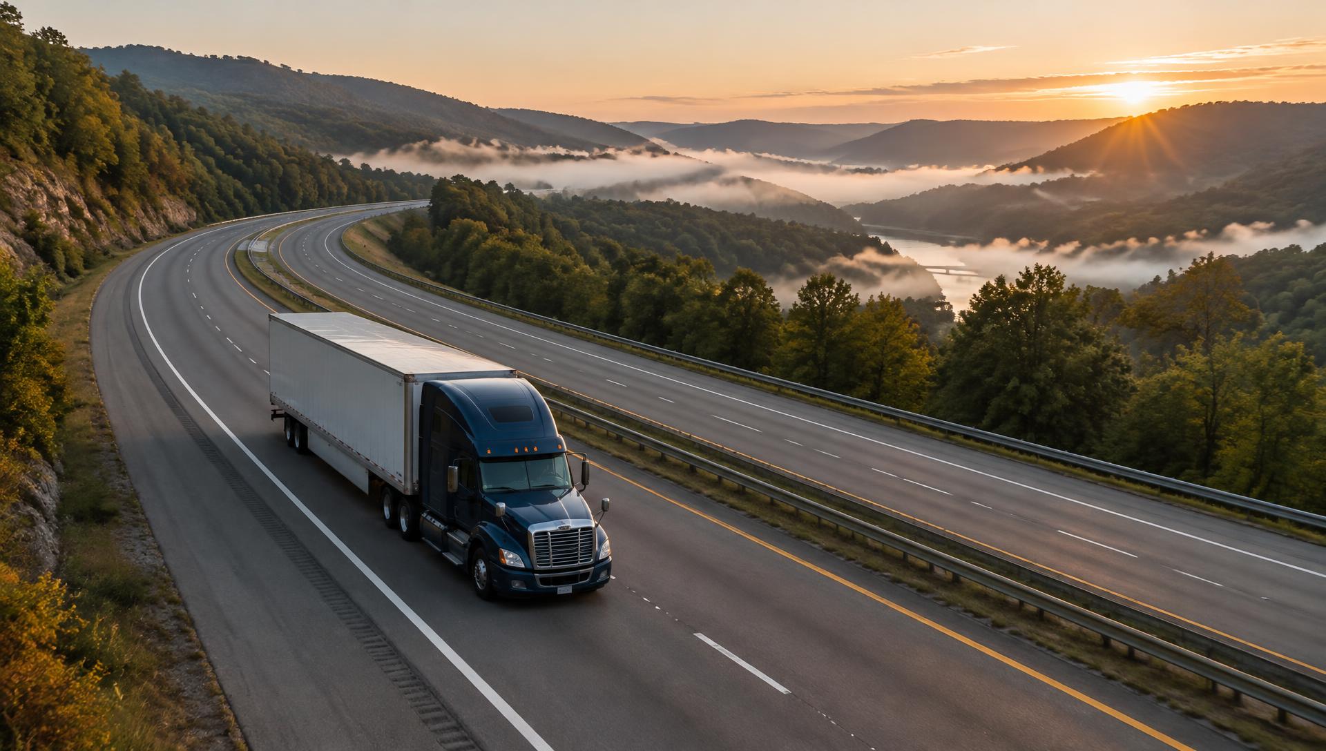 Interstate highway winding through the Pennsylvania landscape